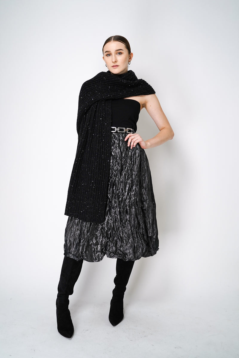 Peter O. Mahler Crinkle Taffeta Tulip Skirt in Metallic Grey Vancouver. Shop Online or in Store.