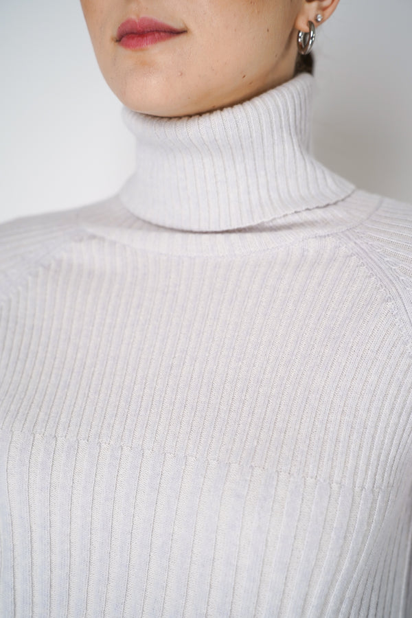 Tonet Cashmere Blend Ribbed Turtleneck Sweater in Pale Grey Vancouver. Shop Online or in Store.