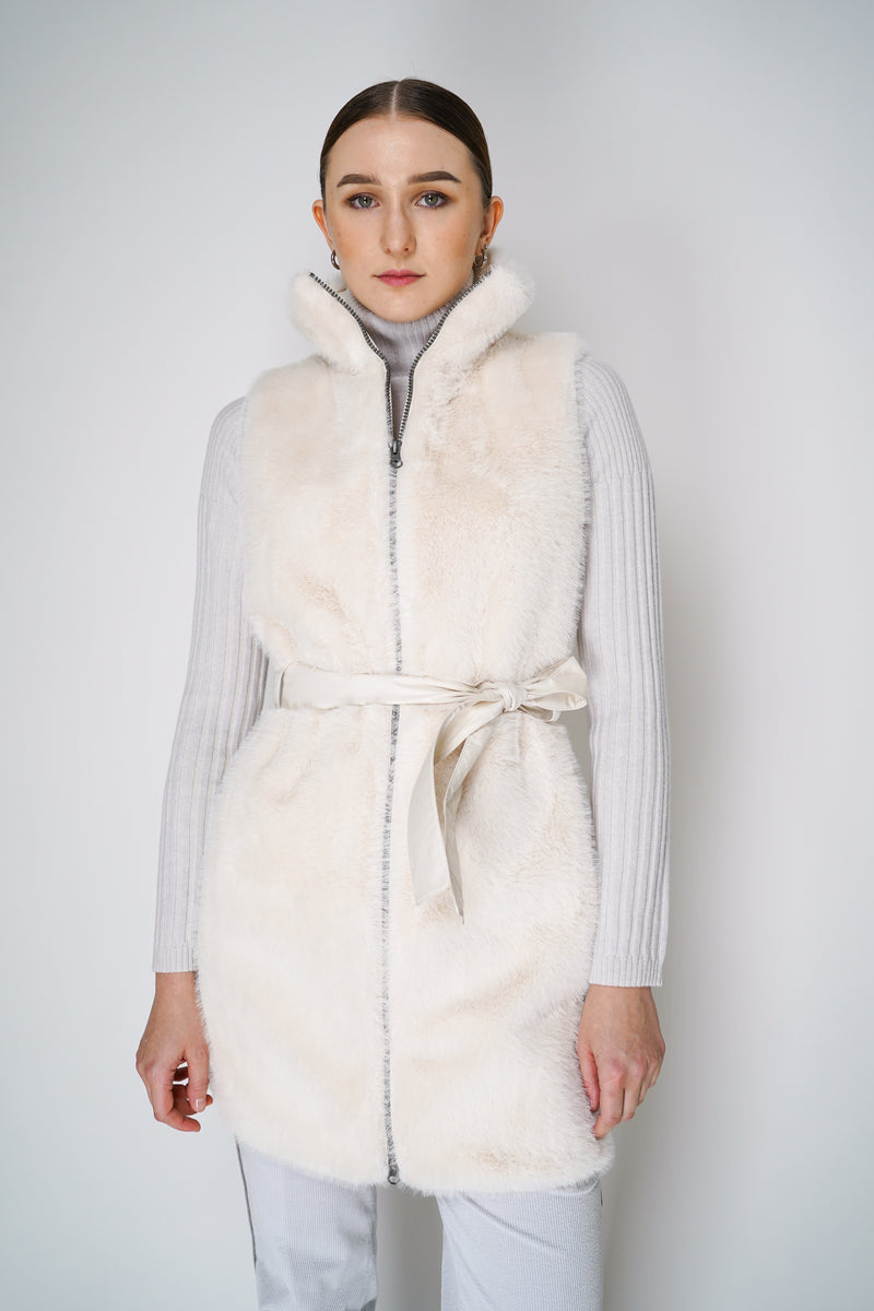 Belted fur vest sales
