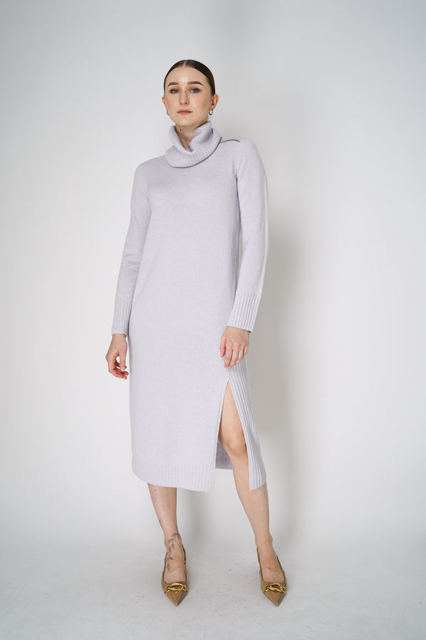 Tonet Cashmere Knit Dress with Detachable Neck in Light Grey Vancouver. Shop Online or in Store.