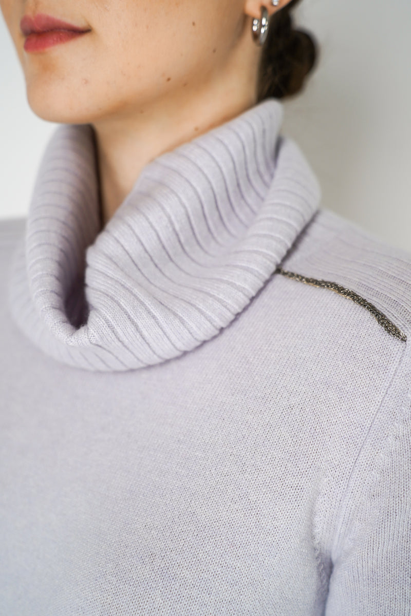 Tonet Cashmere Knit Dress with Detachable Neck in Light Grey Vancouver. Shop Online or in Store.