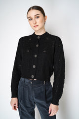 Tonet Open Weave Cardigan with Lurex Shine in Black Vancouver. Shop Online or in Store.