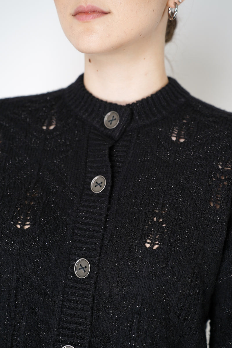 Tonet Open Weave Cardigan with Lurex Shine in Black Vancouver. Shop Online or in Store.