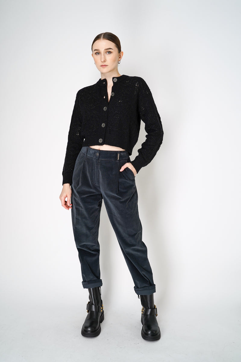Tonet Open Weave Cardigan with Lurex Shine in Black Vancouver. Shop Online or in Store.