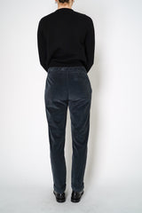 Tonet Corduroy Pants with Lurex Details at the Waist in Petrol Vancouver. Shop Online or in Store.