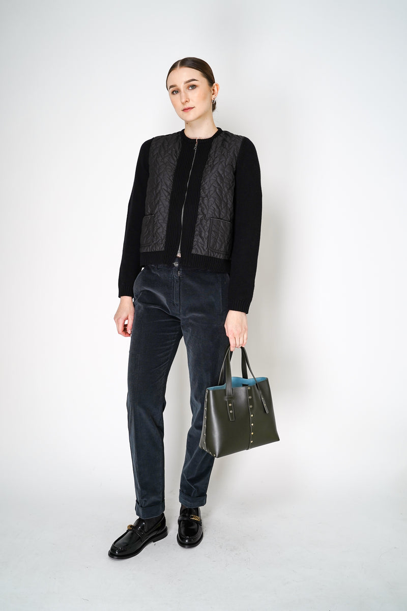 Tonet Corduroy Pants with Lurex Details at the Waist in Petrol Vancouver. Shop Online or in Store.