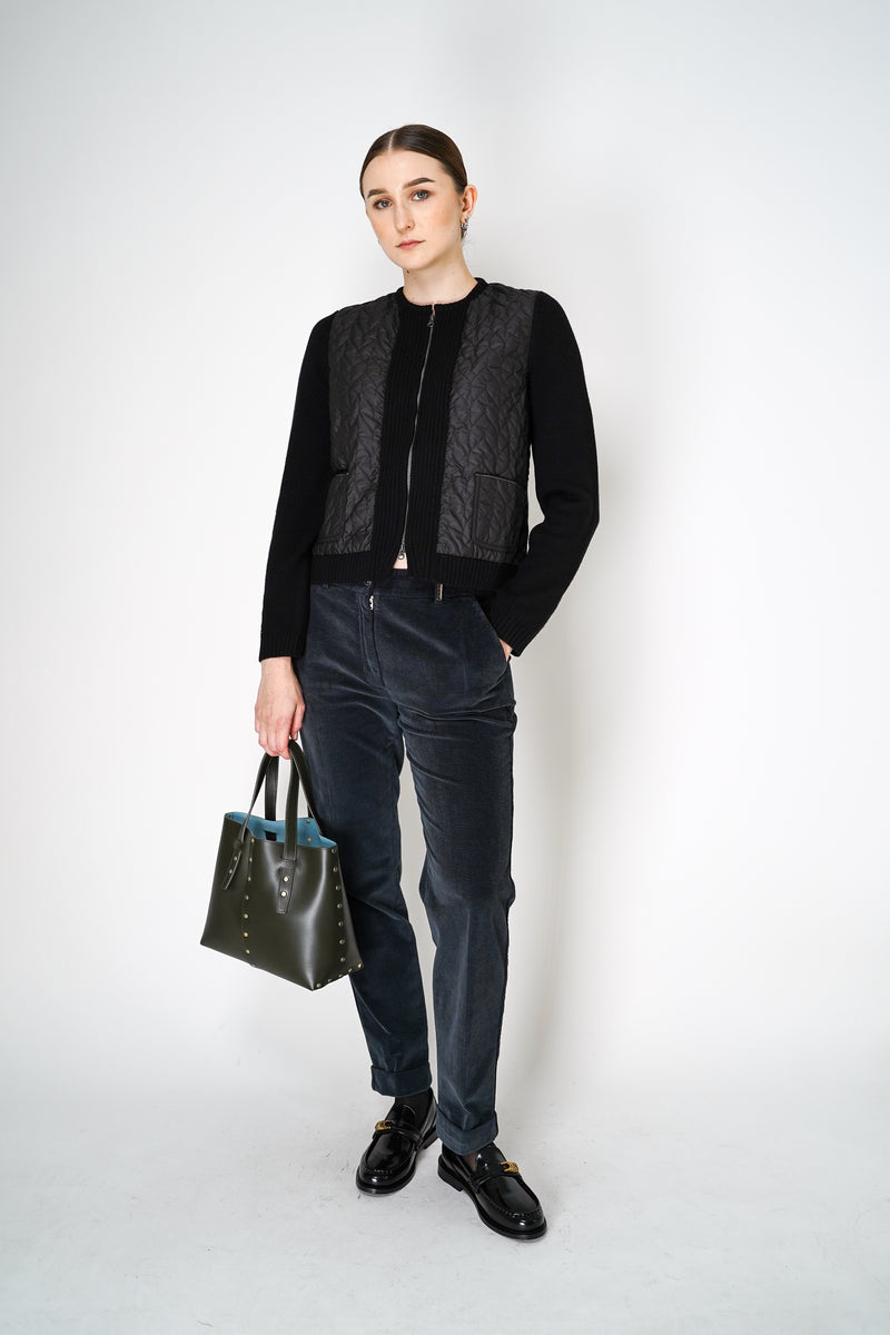 Tonet Corduroy Pants with Lurex Details at the Waist in Petrol Vancouver. Shop Online or in Store.