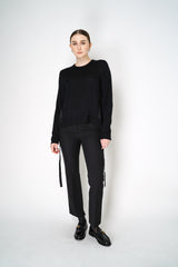 Dorothee Schumacher Merino Sweater with Silk Twill Patchworking in Black Vancouver. Shop Online or in Store.