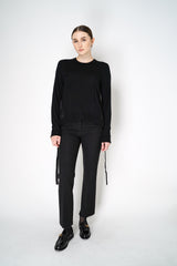 Dorothee Schumacher Merino Sweater with Silk Twill Patchworking in Black Vancouver. Shop Online or in Store.