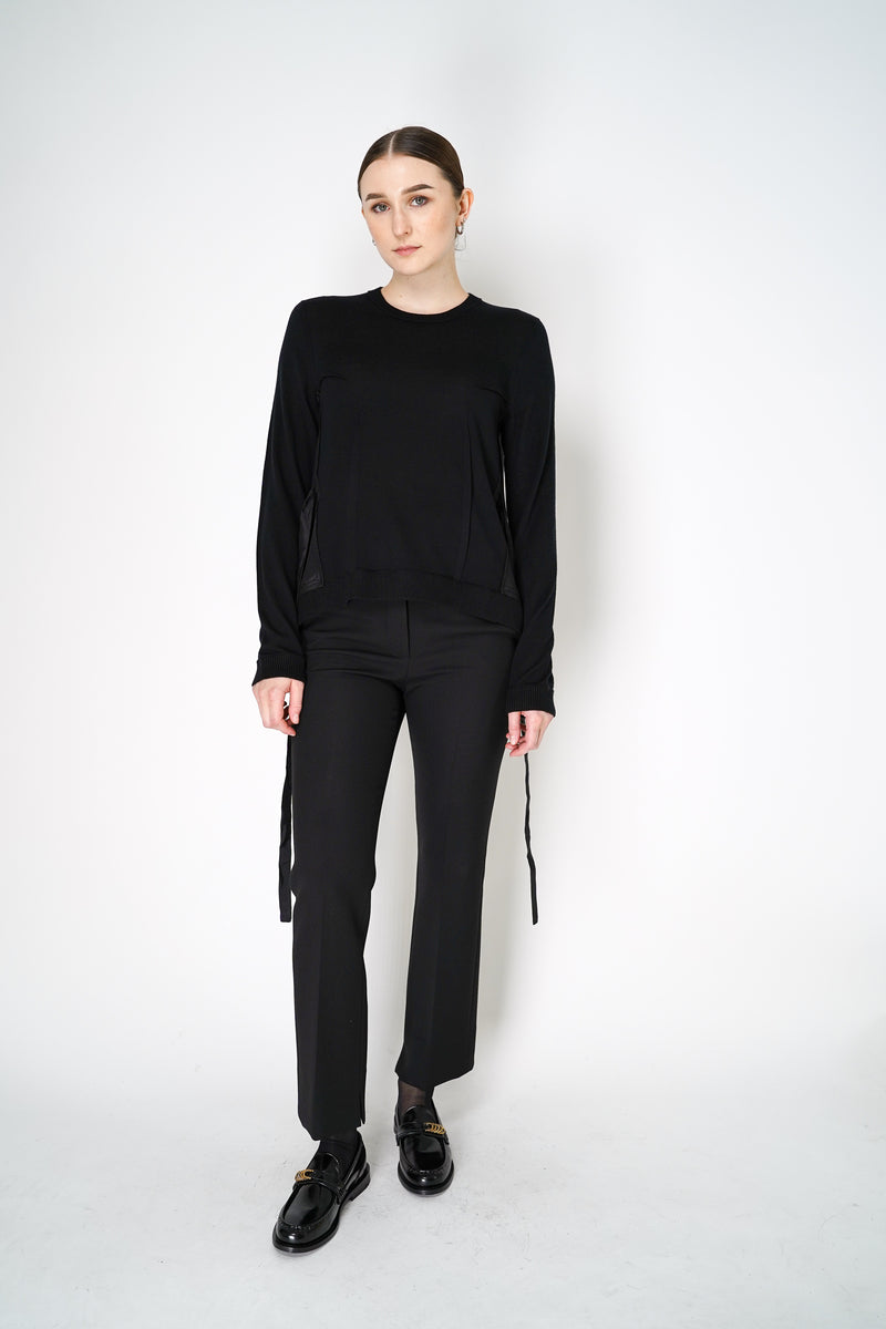 Dorothee Schumacher Merino Sweater with Silk Twill Patchworking in Black Vancouver. Shop Online or in Store.