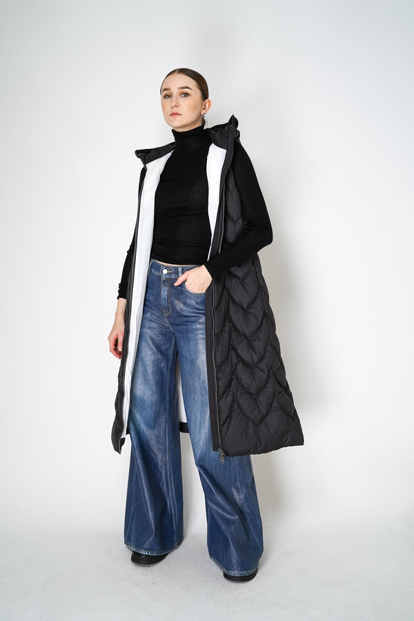 Tonet Padded Maxi Vest with Knitted Details in Black Vancouver. Shop Online or in Store.