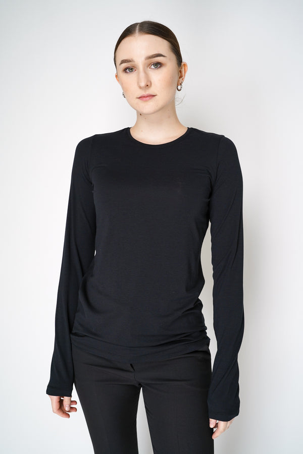 Peter O. Mahler Long Sleeve Lyocell-Cotton Jersey Pullover Top in Black Vancouver. Shop Online or in Store.