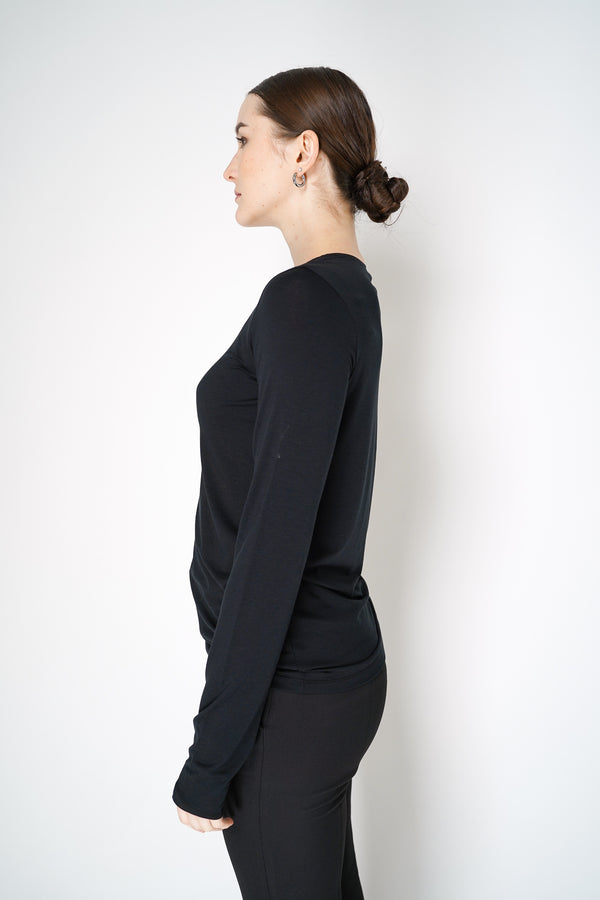 Peter O. Mahler Long Sleeve Lyocell-Cotton Jersey Pullover Top in Black Vancouver. Shop Online or in Store.