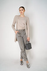 Tonet Cashmere Blend Knitted Rib Cardigan with Tie Belt in Beige Vancouver. Shop Online or in Store.