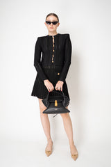 Balmain Stretch Knit Viscose Open Work Cardigan in Black