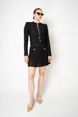 Balmain Stretch Knit Viscose Open Work Cardigan in Black