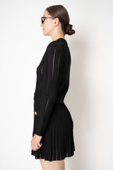 Balmain Stretch Knit Viscose Open Work Cardigan in Black