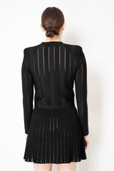 Balmain Stretch Knit Viscose Open Work Cardigan in Black