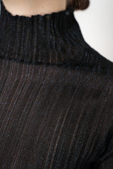 Fabiana Filippi Liquid Drape Ribbed Knit Turtleneck Pullover in Navy
