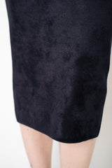 D. Exterior Velour Knit Pencil Skirt in Midnight Navy