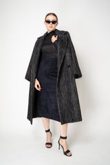 Fabiana Filippi Liquid Drape Ribbed Knit Turtleneck Pullover in Navy