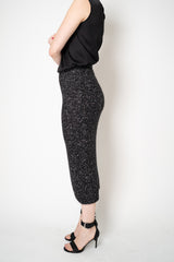 D. Exterior Stretch Knit Wool Alpaca Sequined Skirt in Black