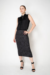 D. Exterior Sleeveless Sateen Blouson Top in Black
