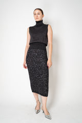 D. Exterior Wool Viscose Knit Sleeveless Turtleneck Top in Antracite Lurex