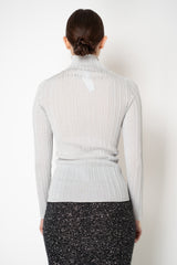 Fabiana Filippi Liquid Drape Ribbed Knit Turtleneck Pullover in Silver