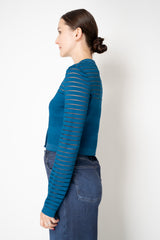 Balmain Knit Viscose Stripe Cardigan in Blue