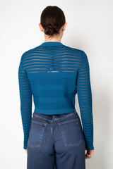 Balmain Knit Viscose Stripe Cardigan in Blue