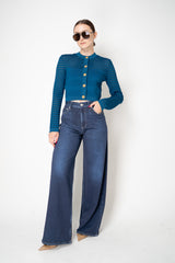 Balmain Knit Viscose Stripe Cardigan in Blue
