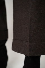 D. Exterior Wide Leg Cropped Flannel Pants in Dark Espresso