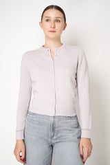 Fabiana Filippi Wool Cashmere Knit Cardigan with Bi-Colour Cuff Detail in Dusty Lavender