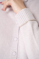 Fabiana Filippi Wool Cashmere Knit Cardigan with Bi-Colour Cuff Detail in Dusty Lavender