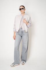 Fabiana Filippi Wool Cashmere Knit Cardigan with Bi-Colour Cuff Detail in Dusty Lavender