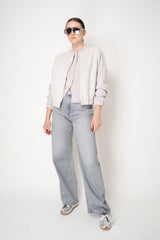 Fabiana Filippi Wool Cashmere Knit Cardigan with Bi-Colour Cuff Detail in Dusty Lavender