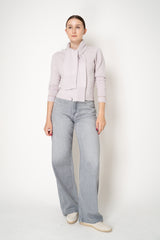 Fabiana Filippi Wool Cashmere Knit Shoulder Shrug with Faux Sleeve in Dusty Lavender