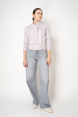Fabiana Filippi Wool Cashmere Knit Shoulder Shrug with Faux Sleeve in Dusty Lavender