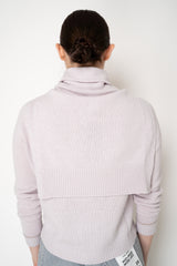 Fabiana Filippi Wool Cashmere Knit Shoulder Shrug with Faux Sleeve in Dusty Lavender