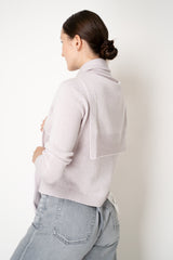 Fabiana Filippi Wool Cashmere Knit Shoulder Shrug with Faux Sleeve in Dusty Lavender