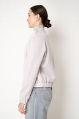 Fabiana Filippi Padded Suede Bomber Jacket with Knit Sleeves and Back un Dusty Lavender