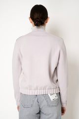 Fabiana Filippi Padded Suede Bomber Jacket with Knit Sleeves and Back un Dusty Lavender