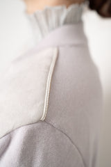 Fabiana Filippi Padded Suede Bomber Jacket with Knit Sleeves and Back un Dusty Lavender