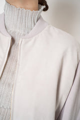 Fabiana Filippi Padded Suede Bomber Jacket with Knit Sleeves and Back un Dusty Lavender
