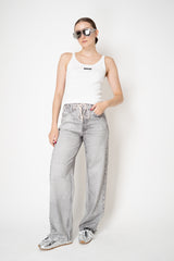 Rag & Bone Miramar Terry Drawstring Wide Leg Jeans in Icy Grey