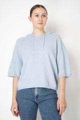 Fabiana Filippi Wool Viscose Knit Short Sleeve Hooded Sweater in Powder Blue