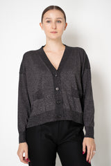 D. Exterior V-neck Knit Lurex Cardigan in Antracite Lurex