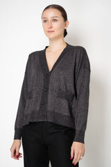 D. Exterior V-neck Knit Lurex Cardigan in Antracite Lurex