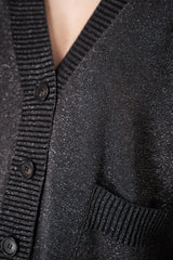 D. Exterior V-neck Knit Lurex Cardigan in Antracite Lurex